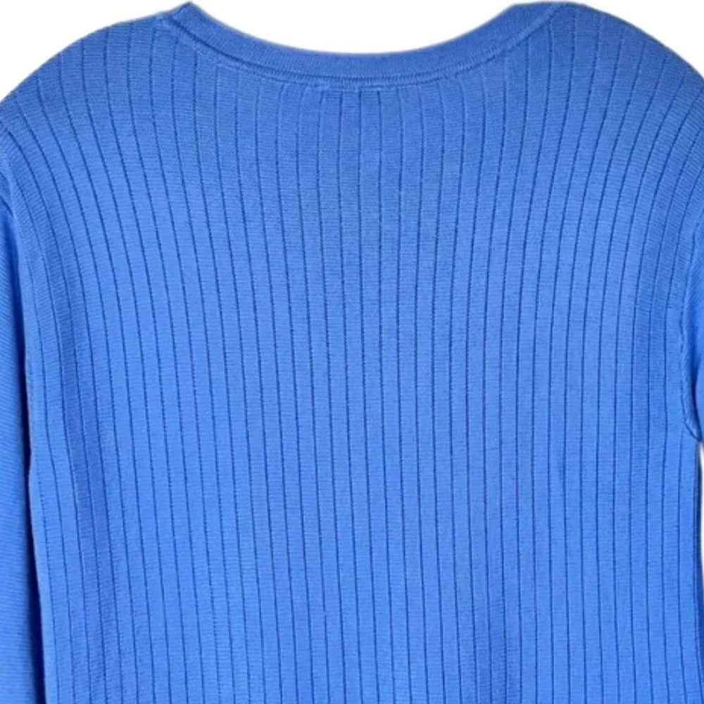 Talbots Crewneck Periwinkle Blue Sweater/Tunic with Button Detail - XS